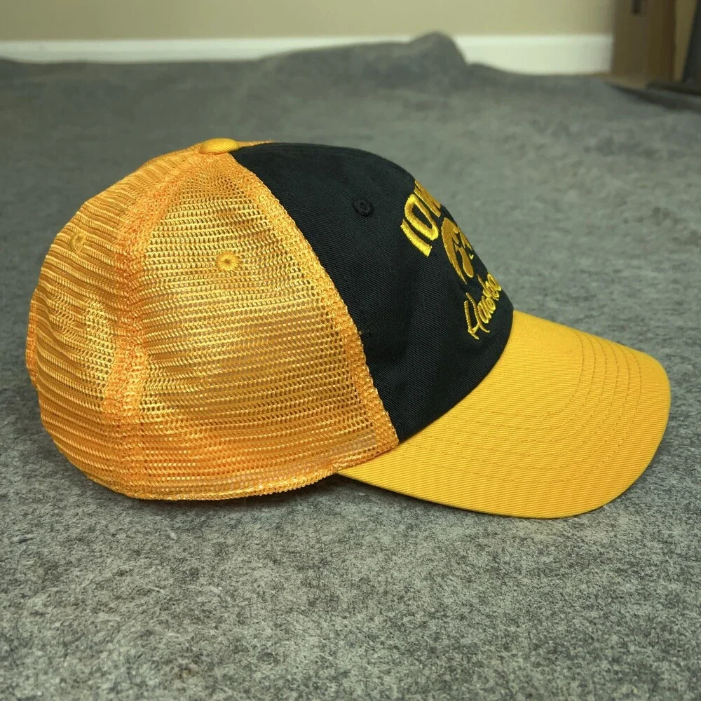Iowa‎ Hawkeyes Hat Cap Snap Back Mens Black Yellow NCAA Football Trucker Mesh